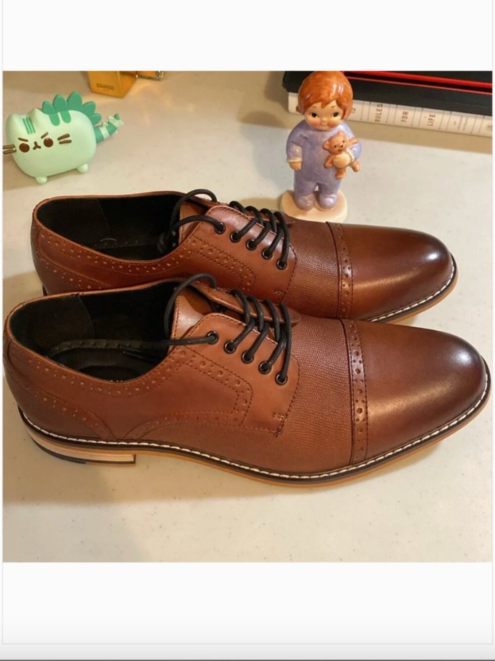 Men's Parker Leather Cap-Toe Shoes, Size 10.5
